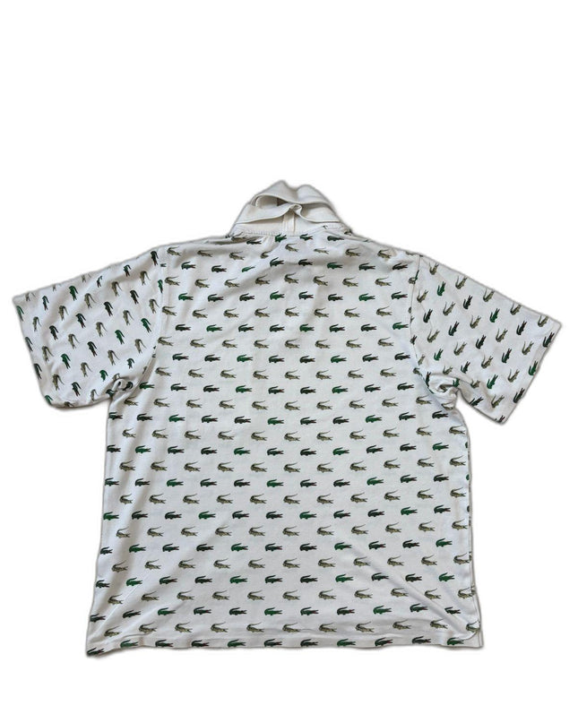 Lacoste Rare All-Over Croc Embroidered White Polo Shirt - L