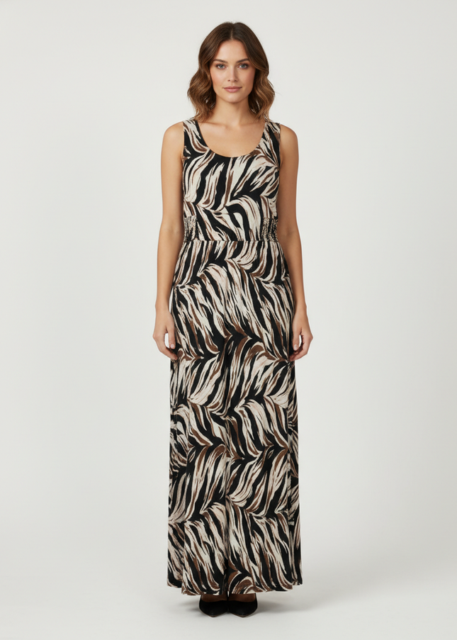 Warehouse Abstract Zebra Print Sleeveless Maxi Dress