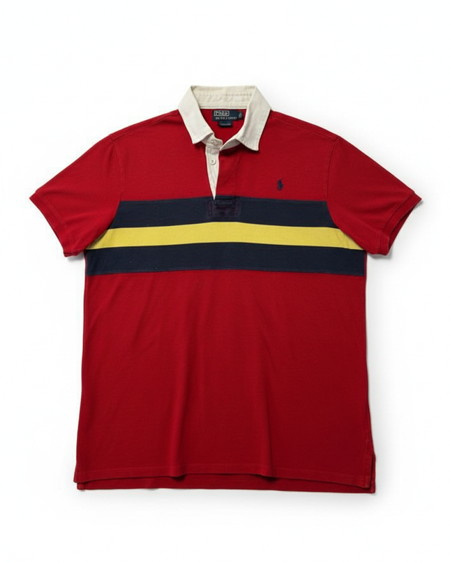 Vintage Ralph Lauren Striped in Red & Navy Polo Shirt