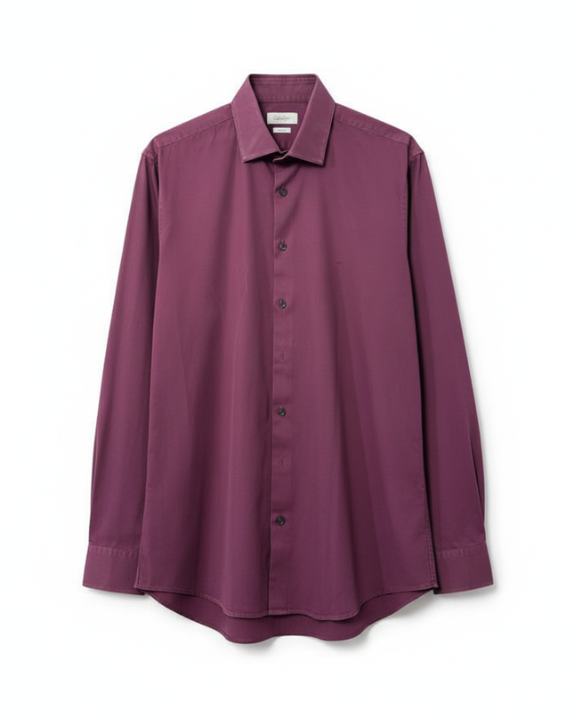 Calvin Klein Burgundy Slim Fit Dress Shirt