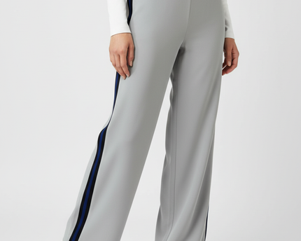 Zara Woman Side-Stripe White Wide-Leg Trousers