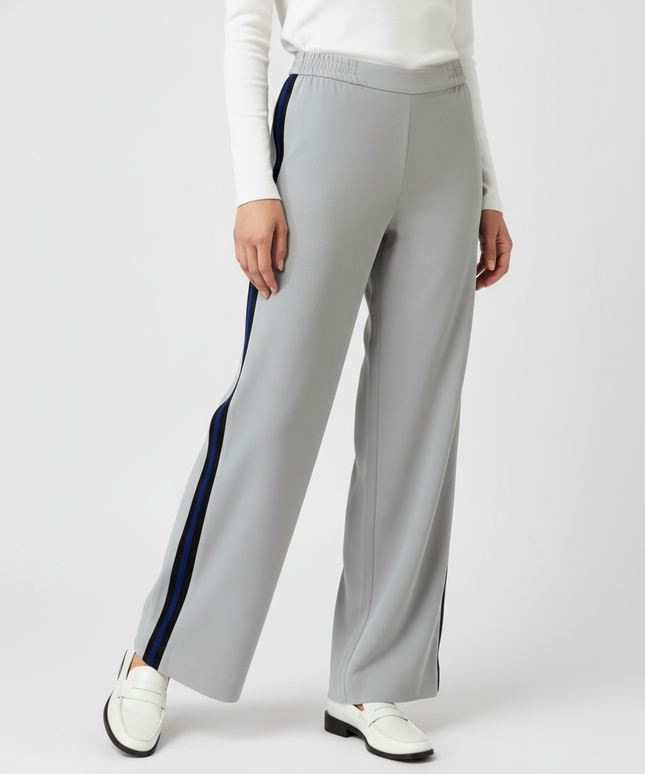 Zara Woman Side-Stripe White Wide-Leg Trousers