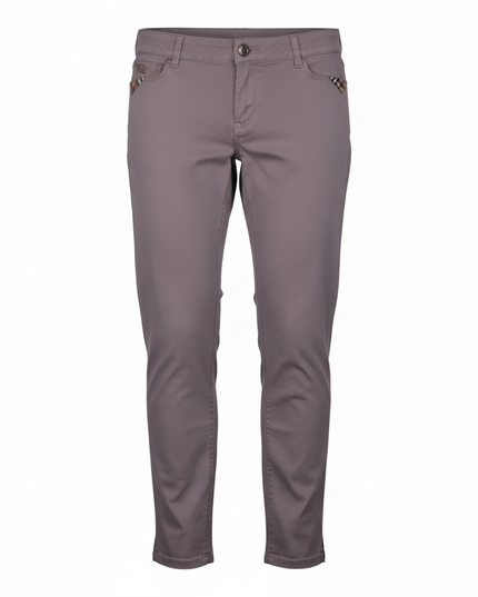 Burberry London Taupe Slim-Fit Check Trim Stretch Pants