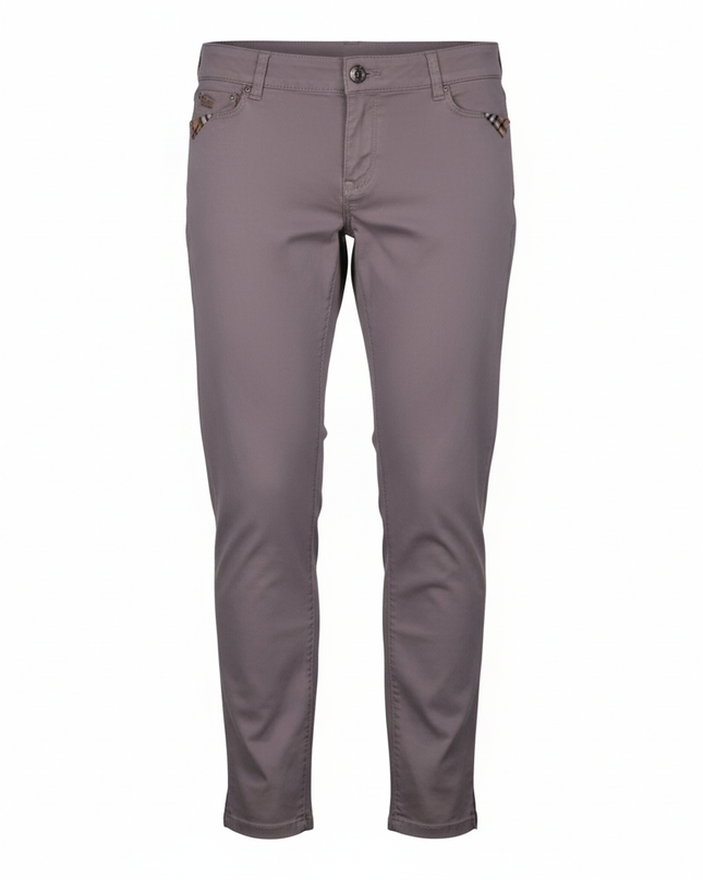 Burberry London Taupe Slim-Fit Check Trim Stretch Pants