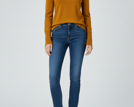 Zara Mustard Yellow Gold Button Cuff Soft Knit Sweater