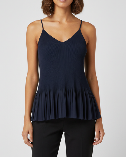 Banana Republic Navy Pleated Drop Hem Tank Top