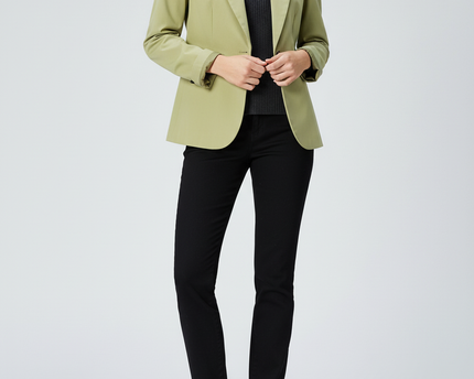 Zara Chartreuse Lime Green Single Button Peaked Lapel Blazer