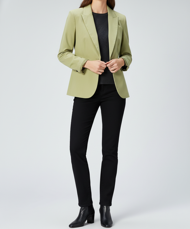 Zara Chartreuse Lime Green Single Button Peaked Lapel Blazer