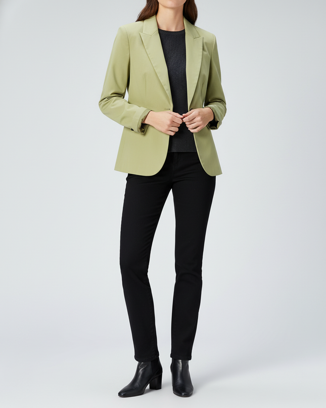Zara Chartreuse Lime Green Single Button Peaked Lapel Blazer