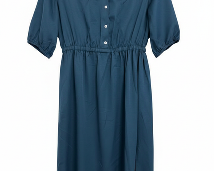 Austin Reed London Teal Button-Front Elasticated Waist Midi Dress
