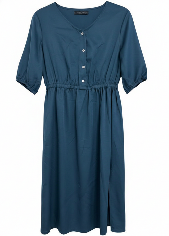 Austin Reed London Teal Button-Front Elasticated Waist Midi Dress