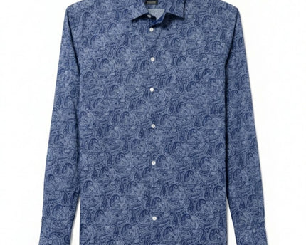Westbury Blue Paisley Pattern Regular Fit Long Sleeve Shirt