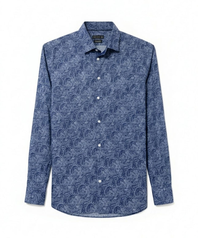 Westbury Blue Paisley Pattern Regular Fit Long Sleeve Shirt