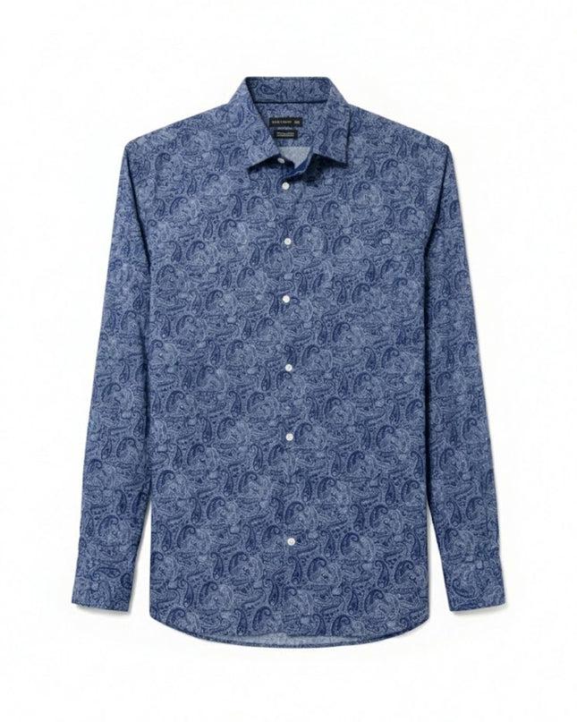 Westbury Blue Paisley Pattern Regular Fit Long Sleeve Shirt